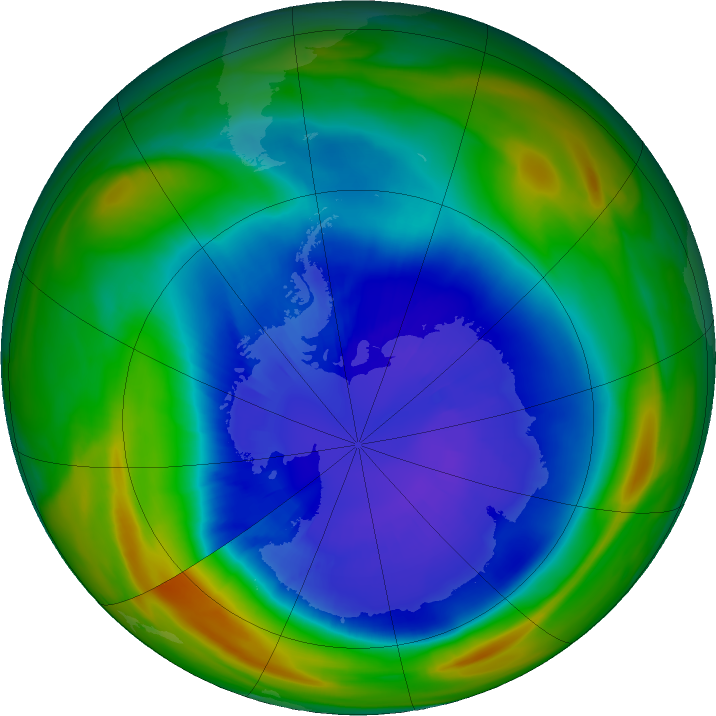 Antarctic ozone map for 09 September 2021